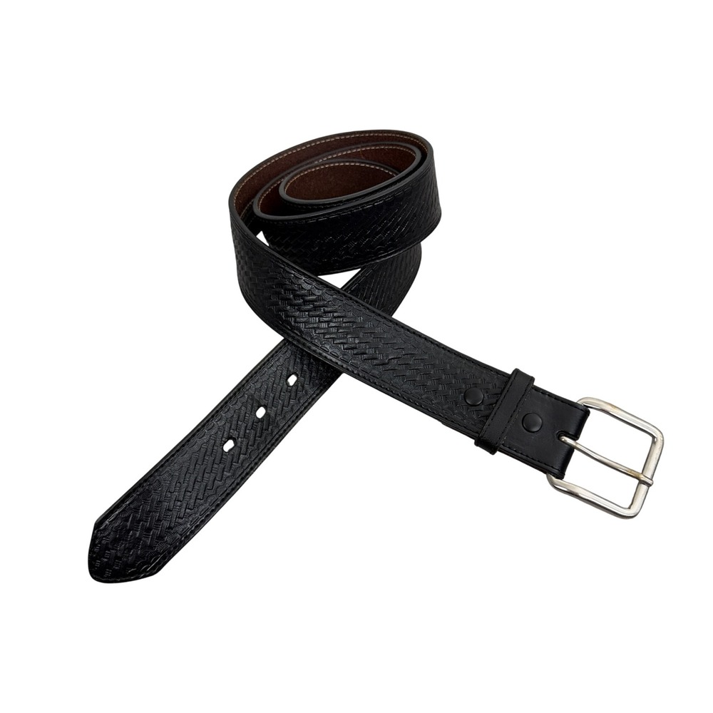 Nocona Belt Mens 44 Black Money Belt Basketweave Embossed Leather Zip N1012001